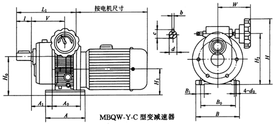 MBQW-Y-C型變減速器主要尺寸Q/ZTB01-2001