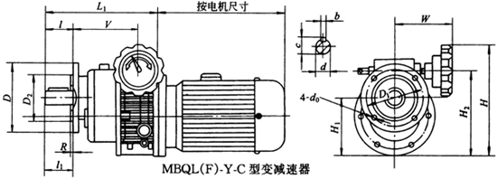 MBQL(F)-Y-C型變減速器主要尺寸Q/ZTB01-2001
