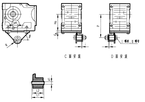 GK127-157型斜齒輪弧齒錐齒輪減速電機安裝結構圖尺寸