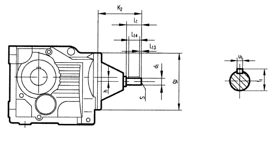 GKSZ37-157型斜齒輪弧齒錐齒輪減速電機安裝結構圖尺寸