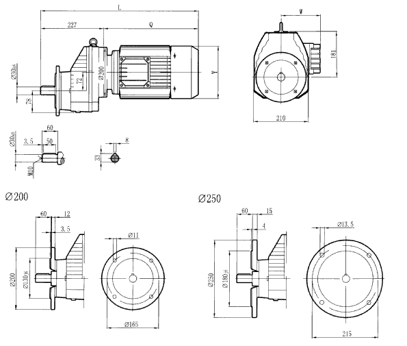 RCXF77..型硬齒輪減速機(jī)安裝尺寸圖