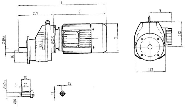 RCXF87..型硬齒輪減速機(jī)安裝尺寸圖