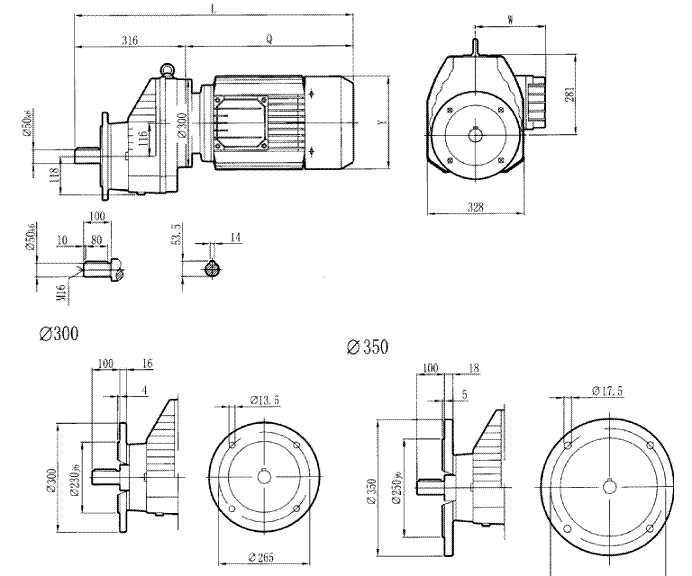 RCXF97..型硬齒輪減速機(jī)安裝尺寸圖