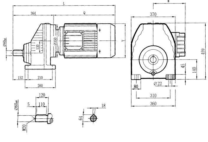 RCX107..型硬齒輪減速機(jī)安裝尺寸圖
