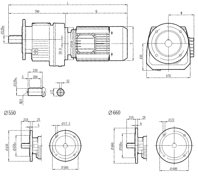 RCF167..型硬齒輪減速機安裝尺寸圖