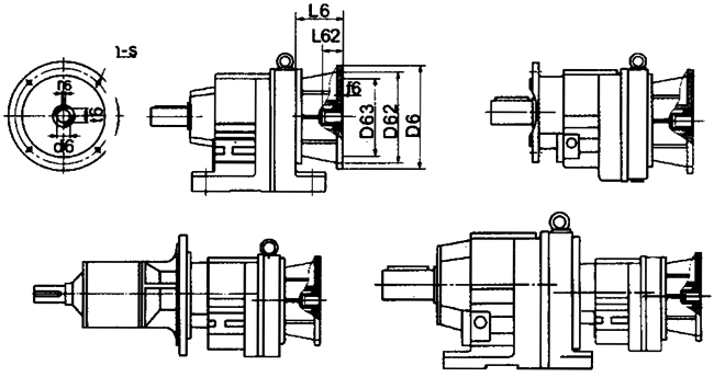JR系列斜齒輪減速機(jī)連接法蘭尺寸