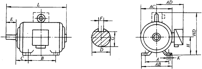 Y系列(IP23)三相異步電動(dòng)機(jī)外形及安裝尺寸(H160~280mm)