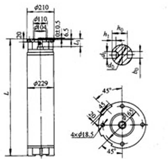 YQS系列井用潛水三相異步電動(dòng)機(jī)外形及安裝尺寸
